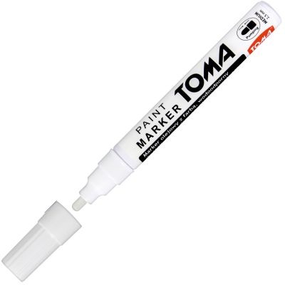 Biały pisak olejowy. Marker firmy TOMA.